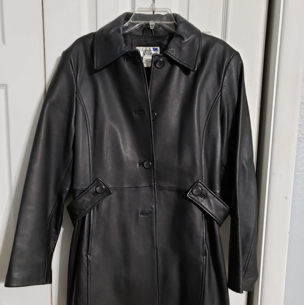 Genuine Black Leather Jacket - Size 12/14